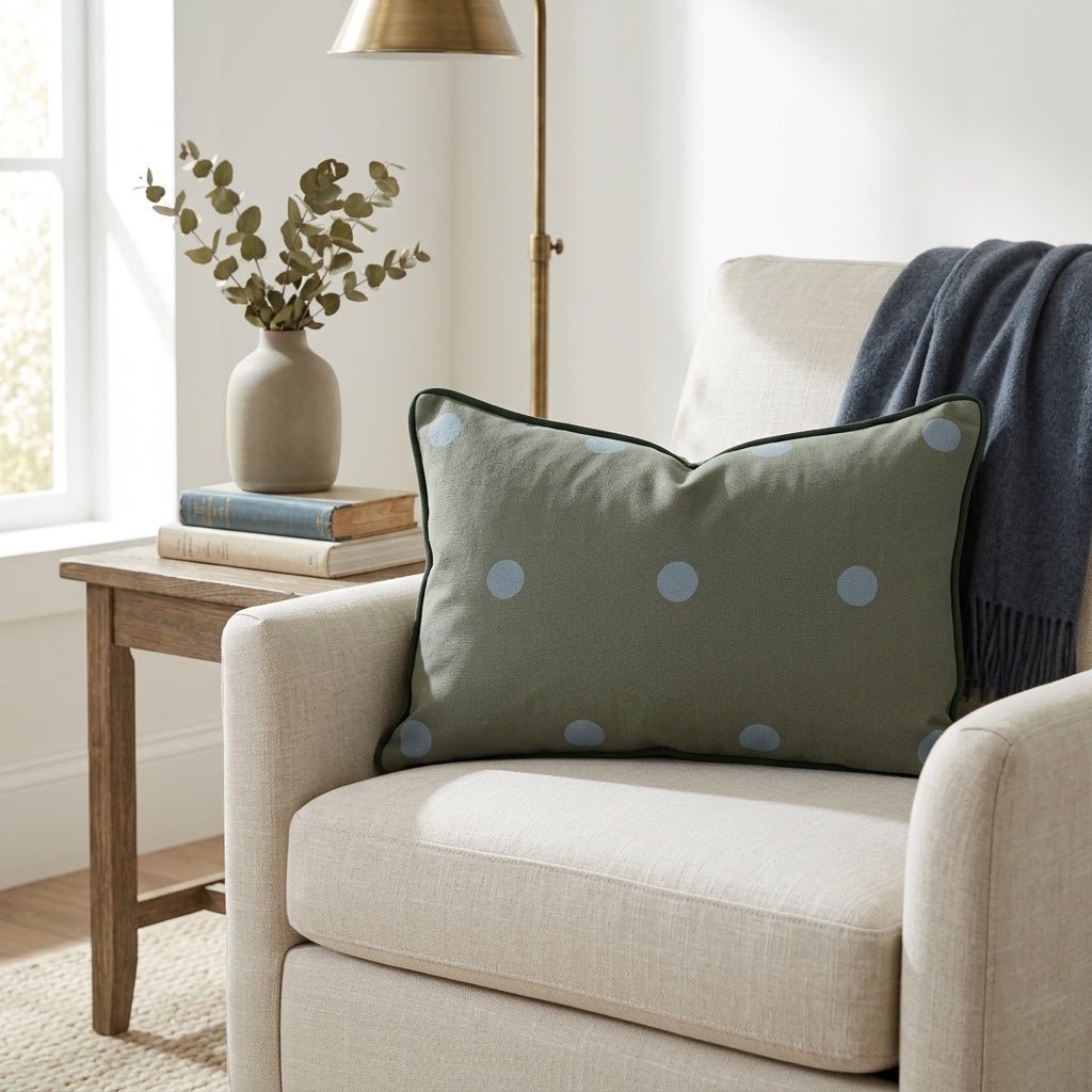 The Silk Garden Evergreen Dots Throw Pillow - Lemon Park