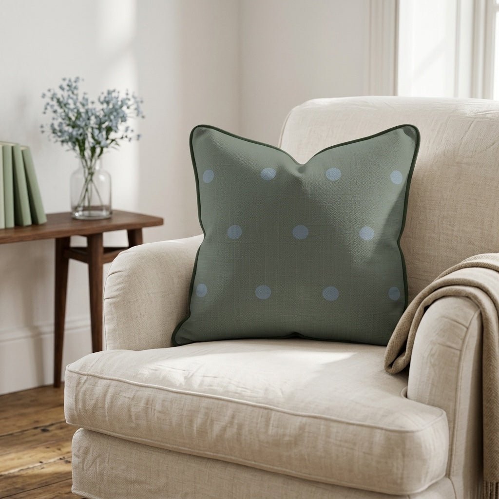 The Silk Garden Evergreen Dots Throw Pillow - Lemon Park