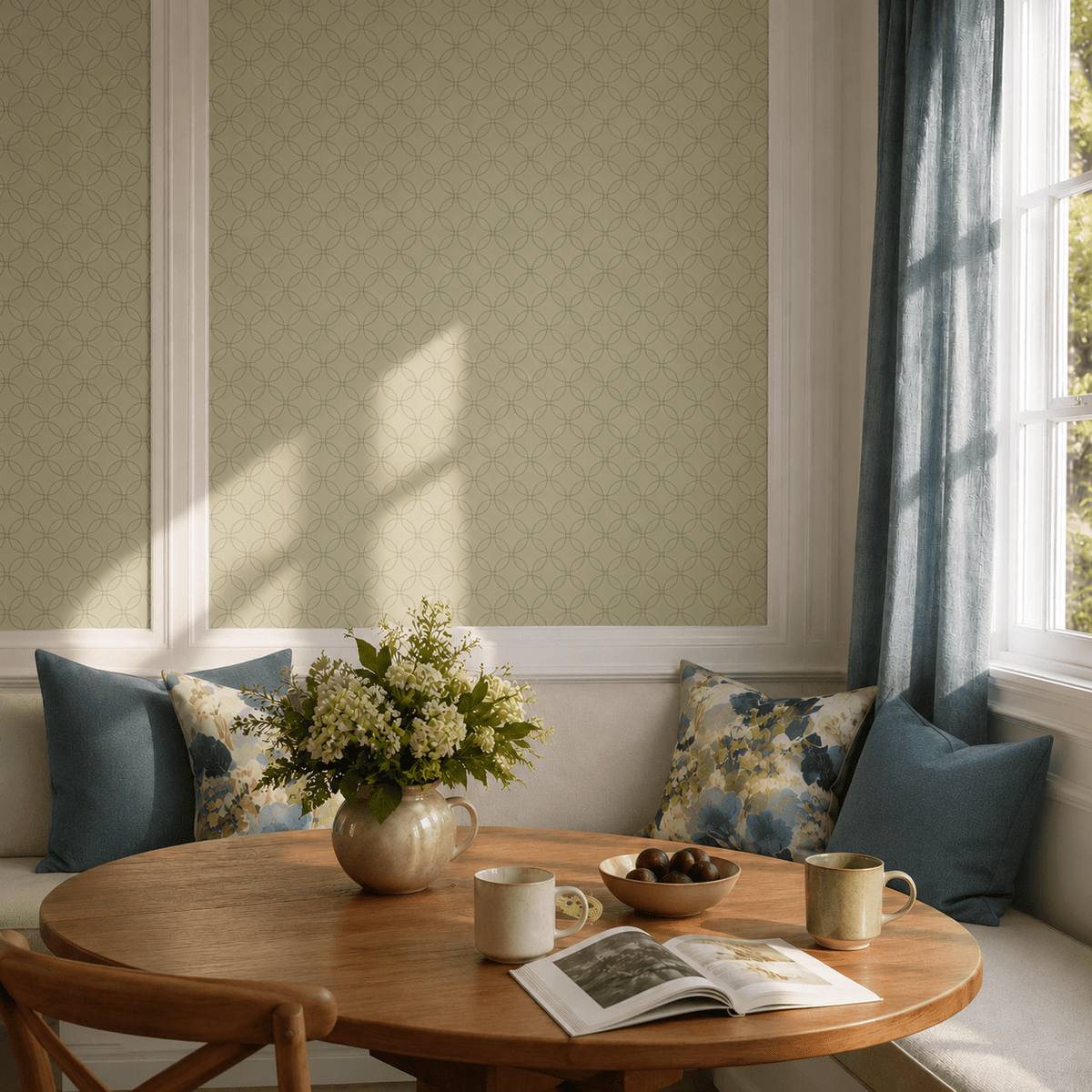 The Silk Garden Sage Diamond Wallpaper - Lemon Park