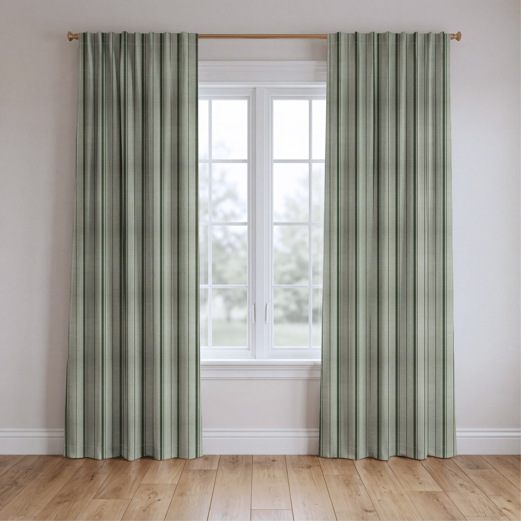 The Silk Garden Sage Stripes - Drapery - Lemon Park
