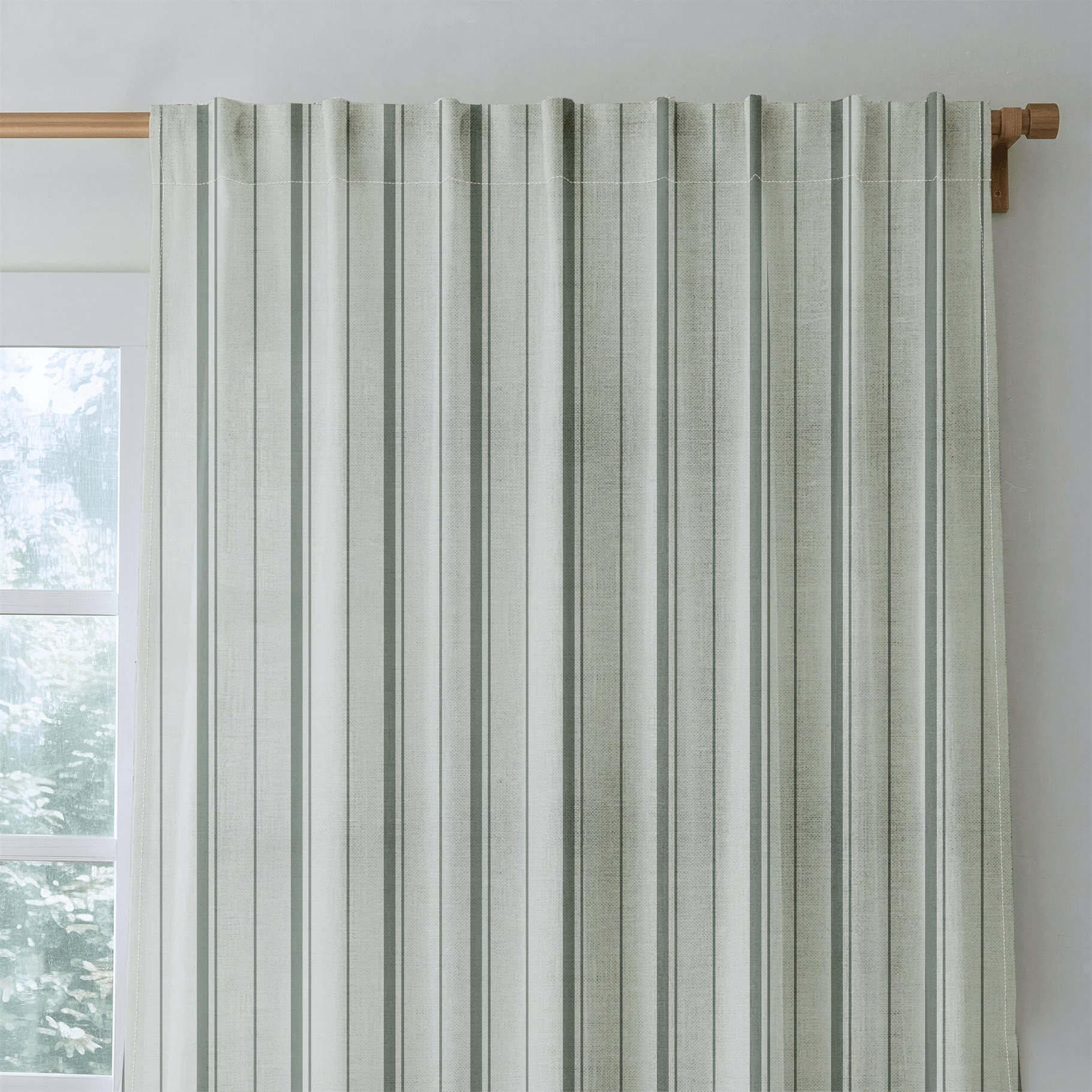 The Silk Garden Sage Stripes - Drapery - Lemon Park