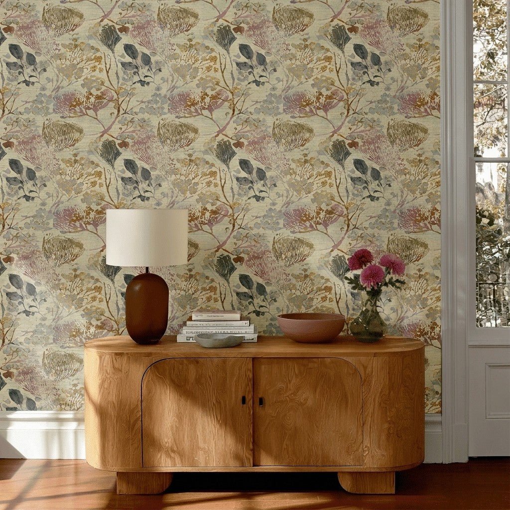 The Soft Green Faux Grasscloth Wallpaper - Lemon Park