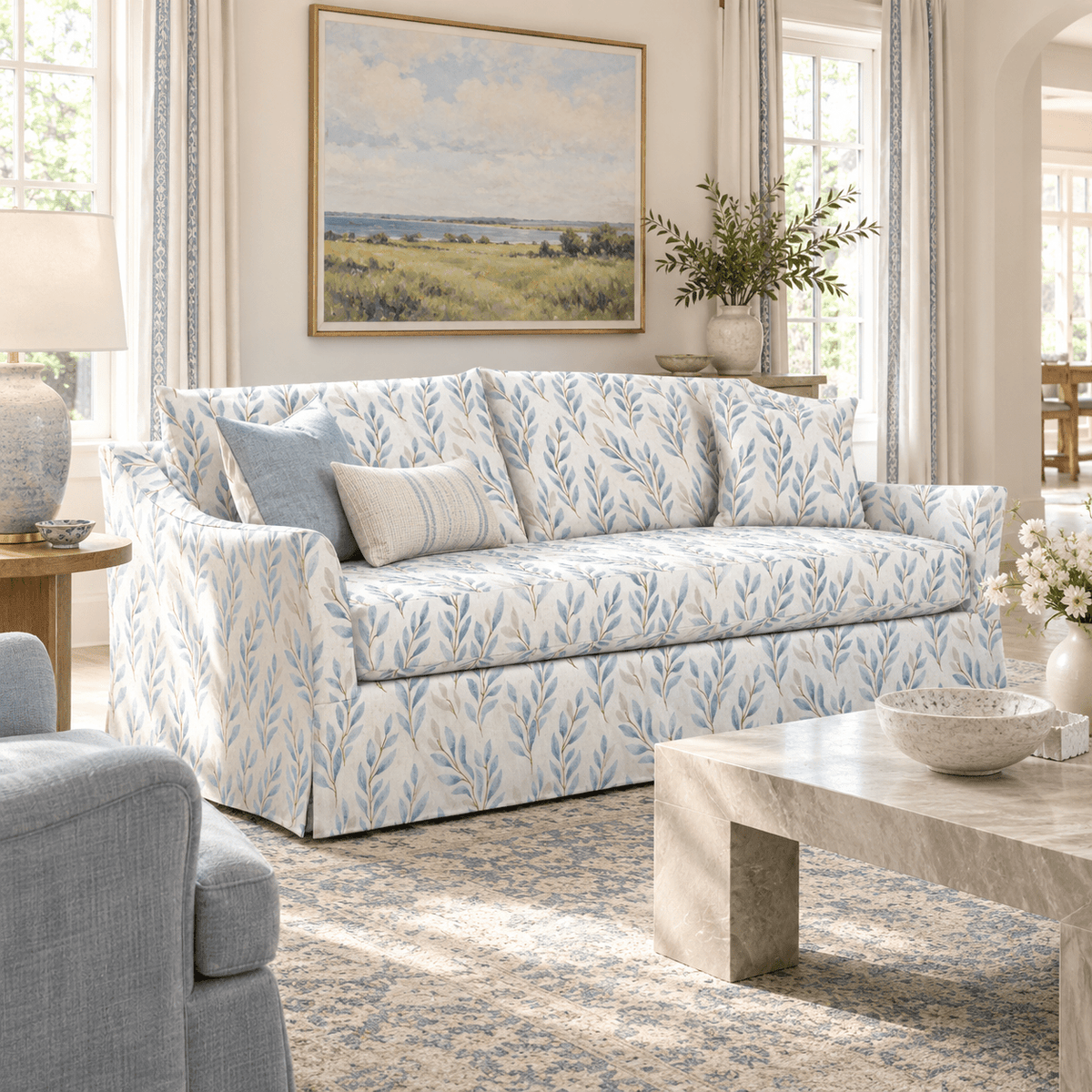 The Theodore Sofa in Atlantic Ferns - Lemon Park