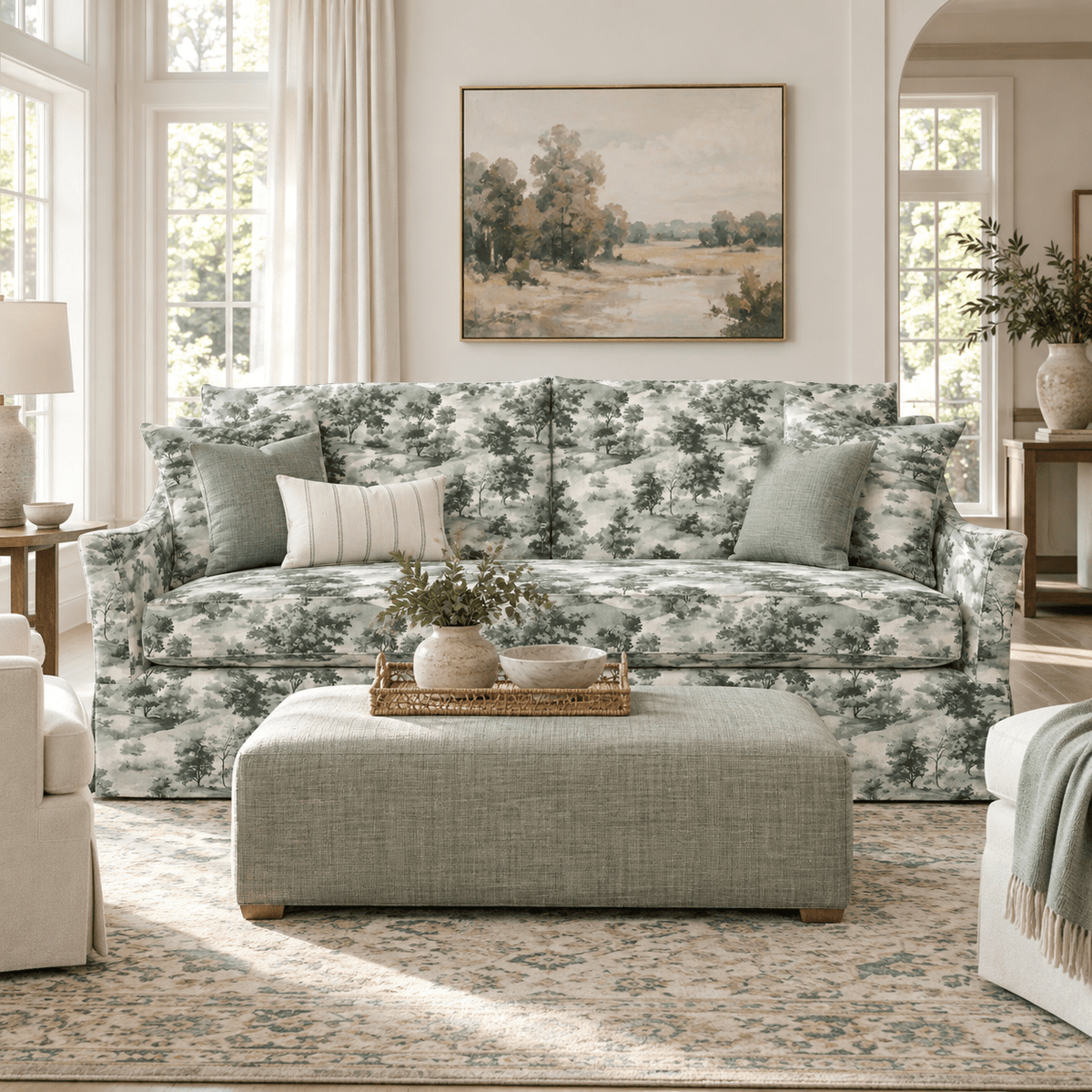 The Theodore Sofa in Fog & Found - Lemon Park