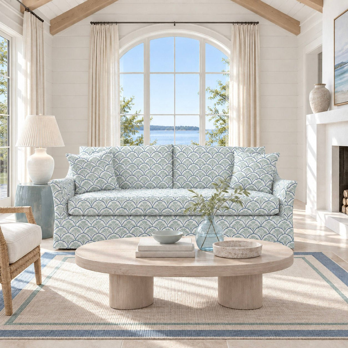 The Theodore Sofa in Hint Of Lime Sprouts - Lemon Park