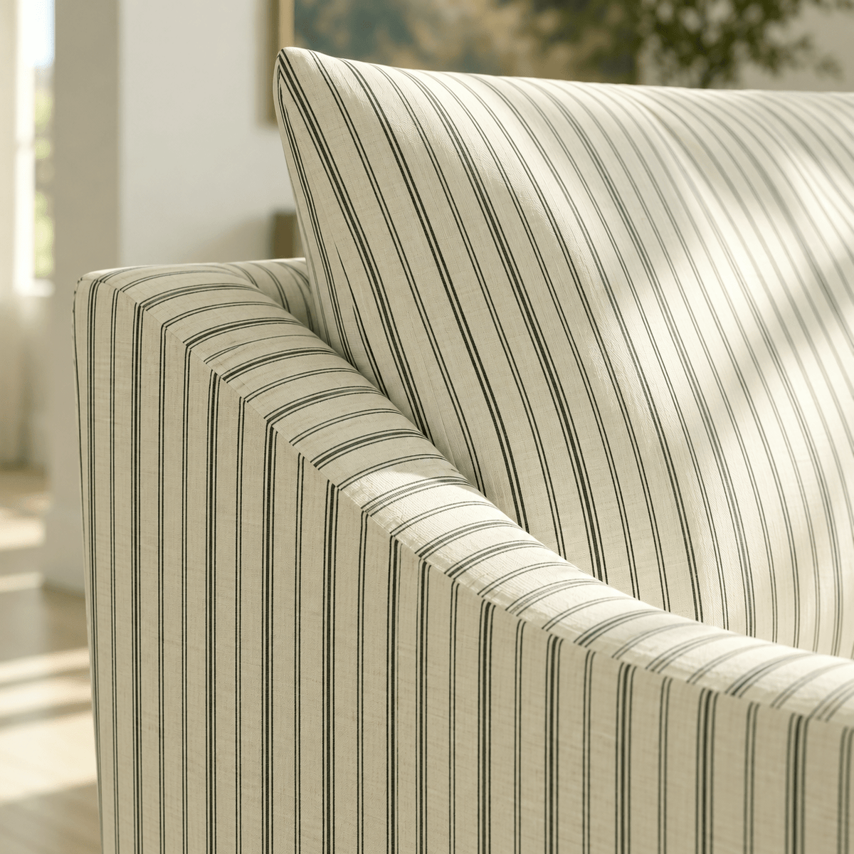 The Theodore Sofa in Jude Pinstripe - Lemon Park