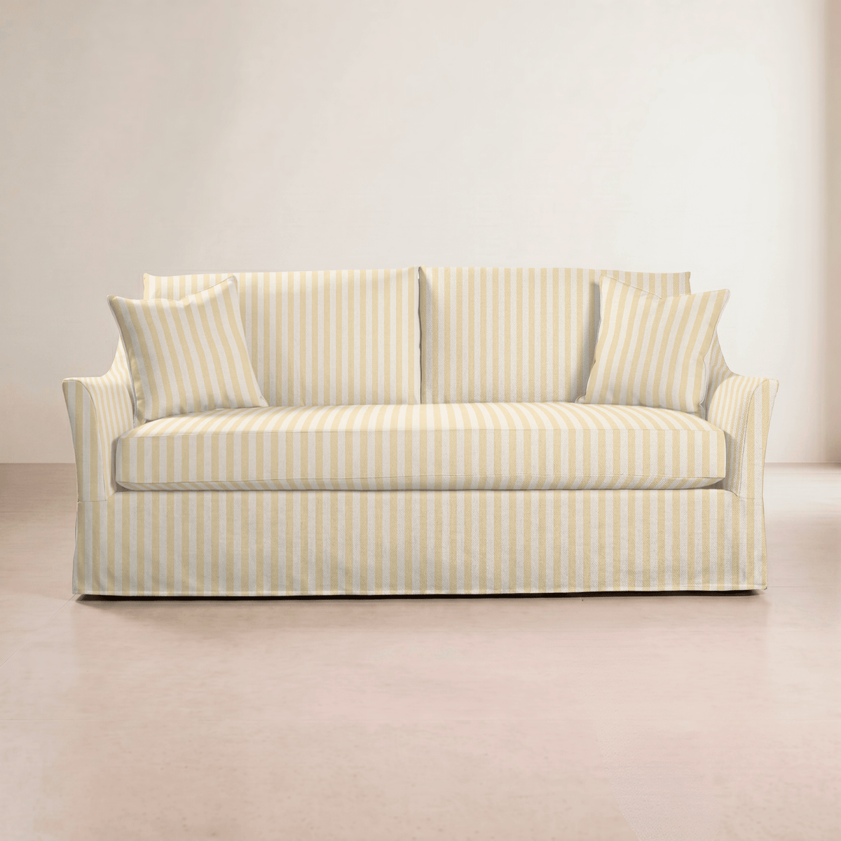The Theodore Sofa in Juliet's Garden Easter Yellow Stripe - Lemon Park