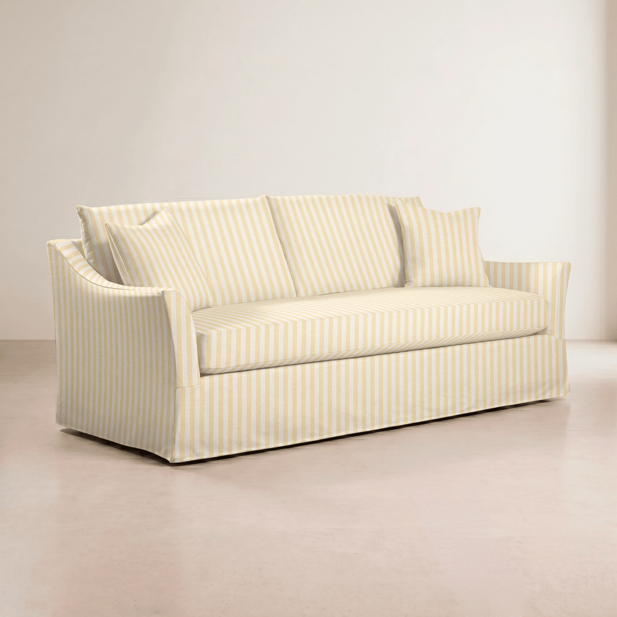 The Theodore Sofa in Juliet's Garden Easter Yellow Stripe - Lemon Park