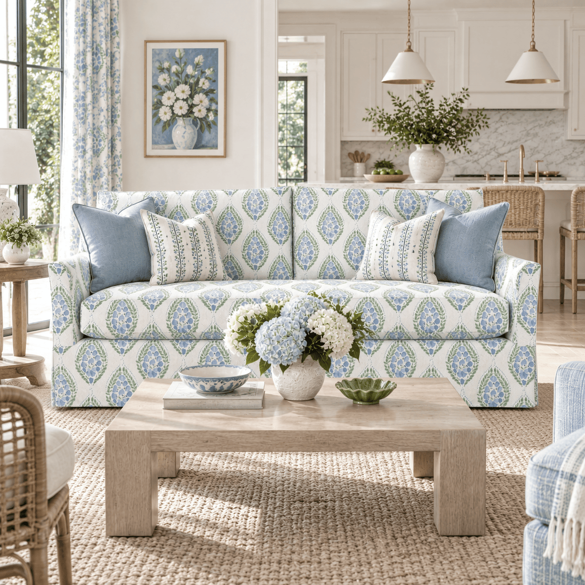 The Theodore Sofa in Leaf Me Be - Lemon Park