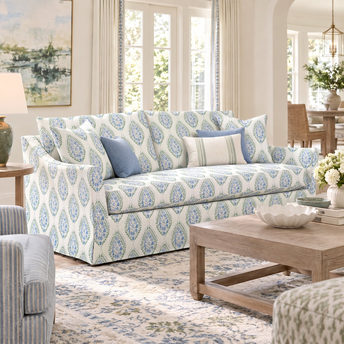 The Theodore Sofa in Leaf Me Be - Lemon Park