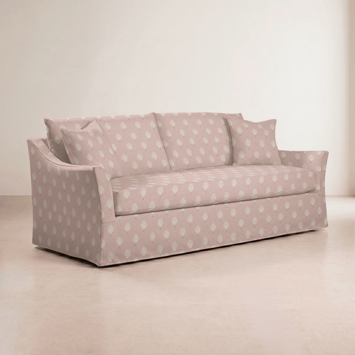 The Theodore Sofa in Loose Stems Petaline Block Print - Lemon Park