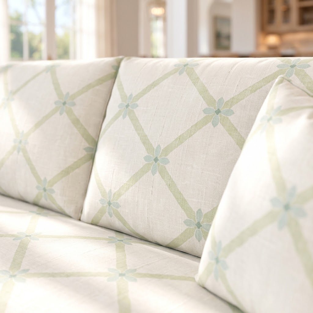 The Theodore Sofa in Mint To Be Floral Lattice - Lemon Park