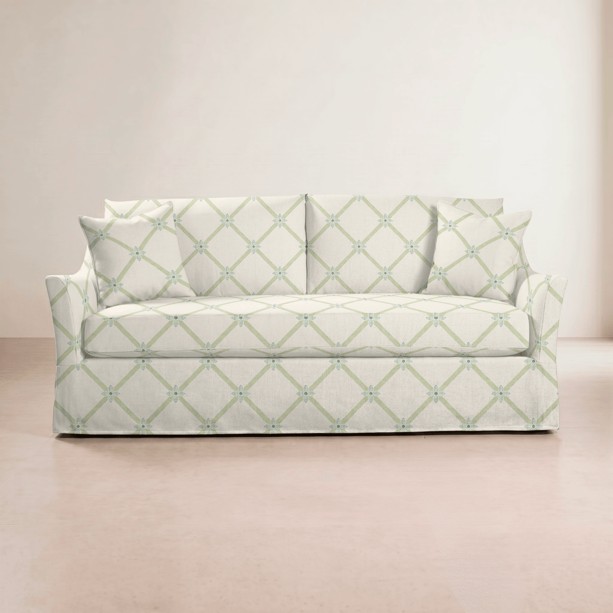 The Theodore Sofa in Mint To Be Floral Lattice - Lemon Park
