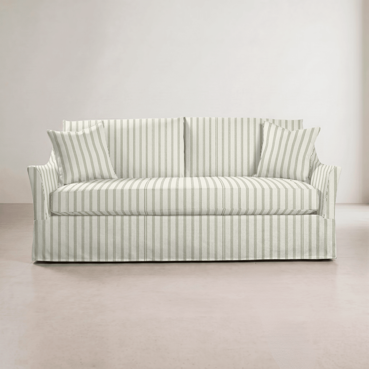 The Theodore Sofa in Orange County Olive Stripes - Lemon Park