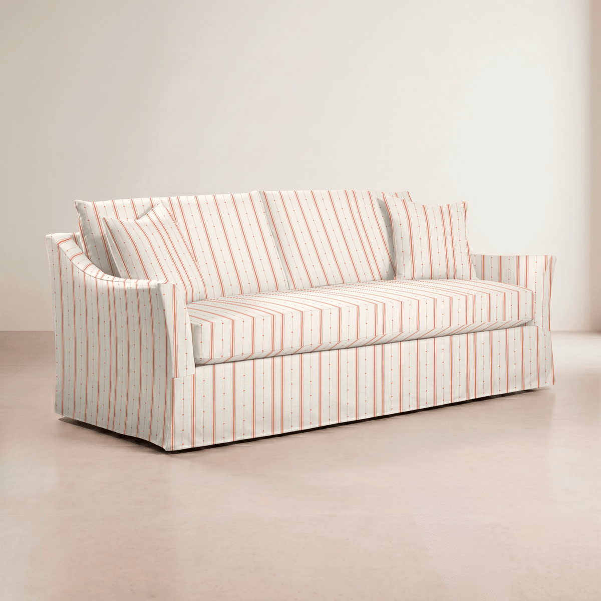 The Theodore Sofa in Orange County Terracotta Stripes - Lemon Park