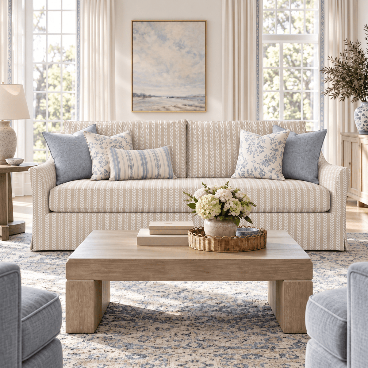 The Theodore Sofa in Skinny Sprig - Lemon Park
