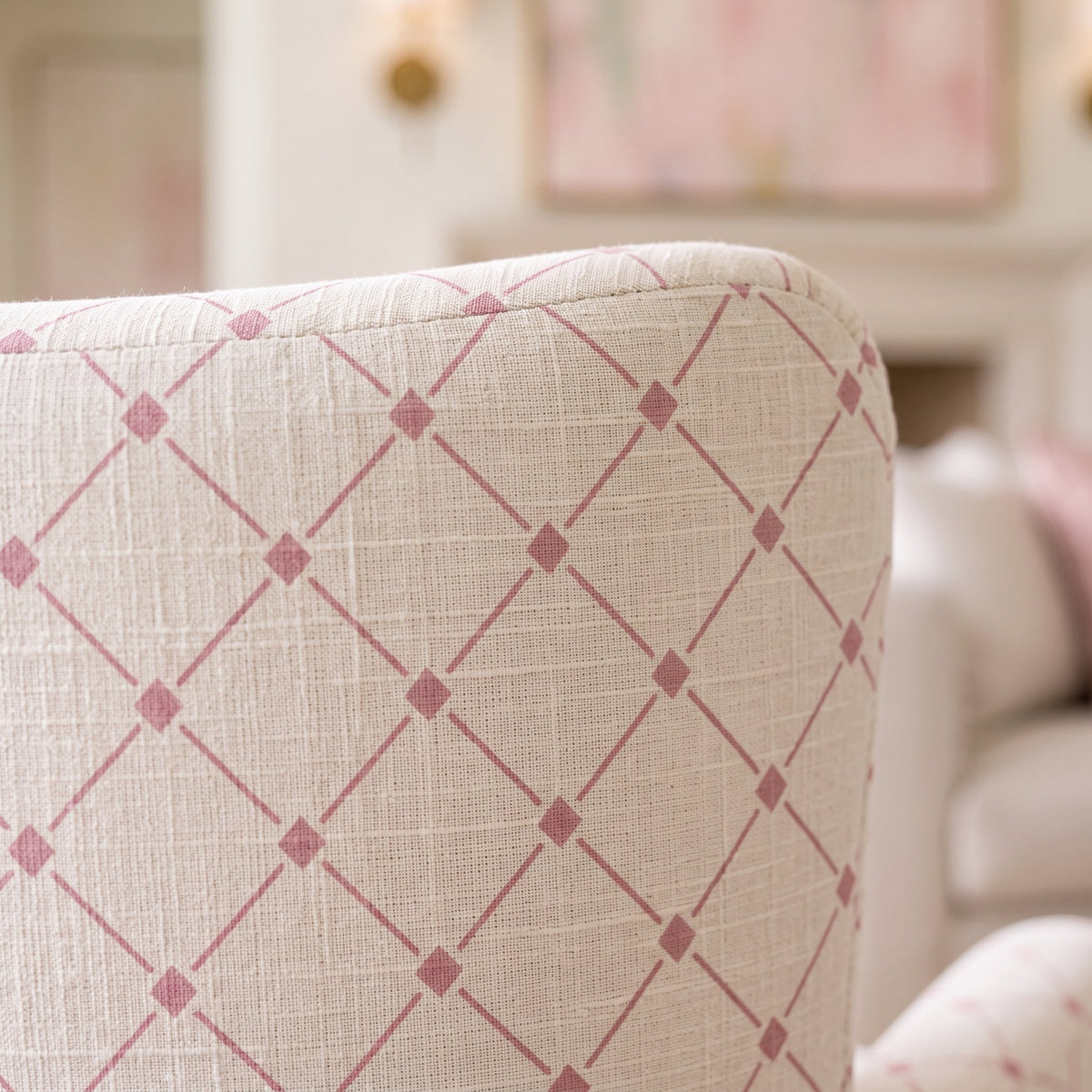 The Winston Chair in Bellagio Blush Linen Lattice - Lemon Park