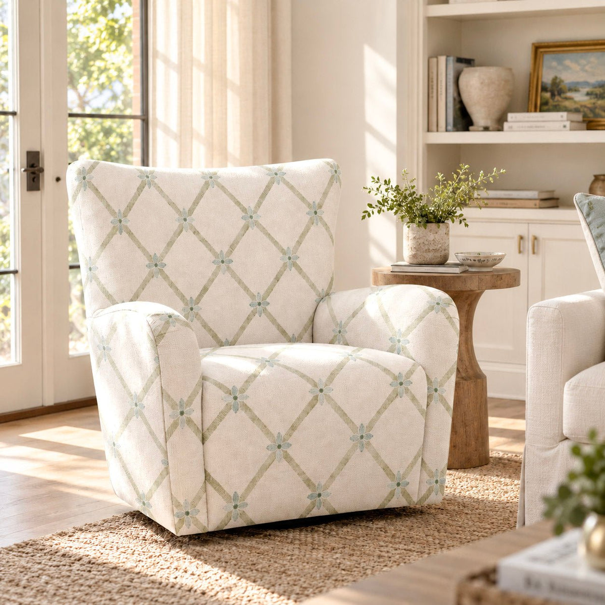The Winston Chair in Mint To Be Floral Lattice - Lemon Park