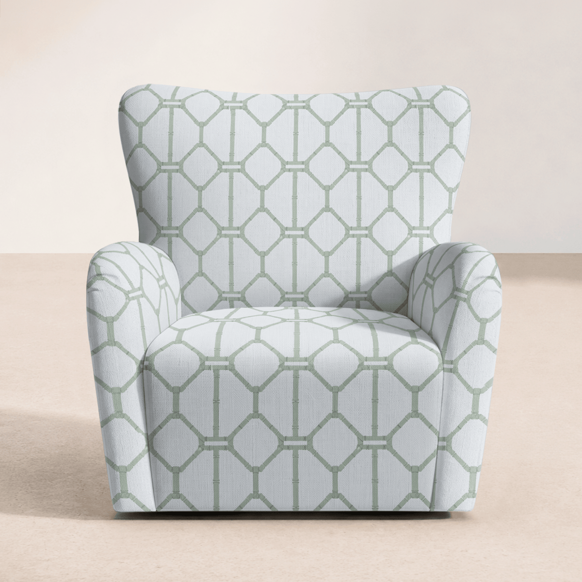 The Winston Chair in Palm Promenade Cool Mint Bamboo Trellis - Lemon Park