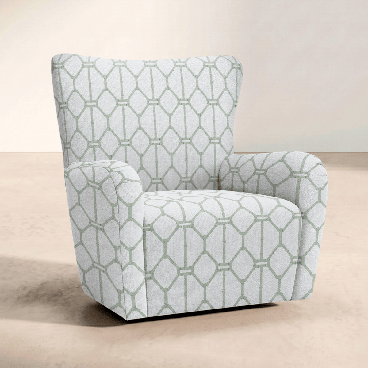 The Winston Chair in Palm Promenade Cool Mint Bamboo Trellis - Lemon Park