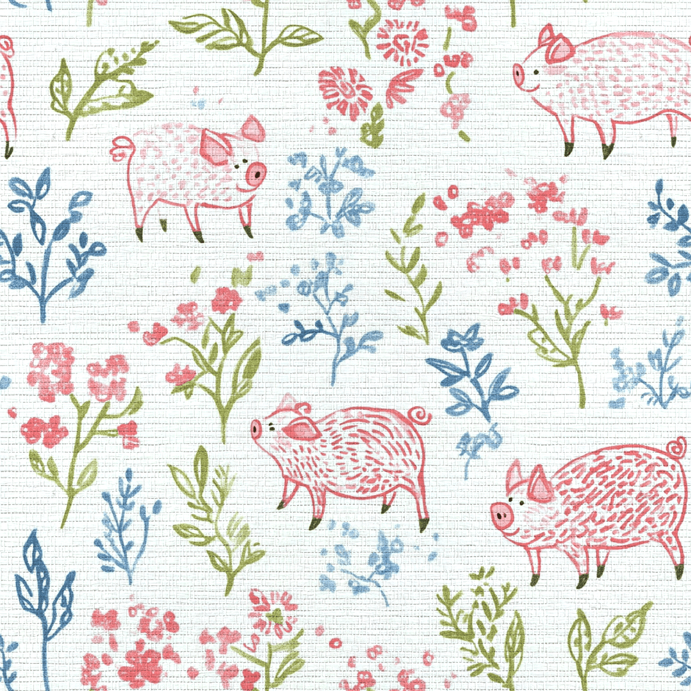 These Piggies Faux Grasscloth Wallpaper - Lemon Park