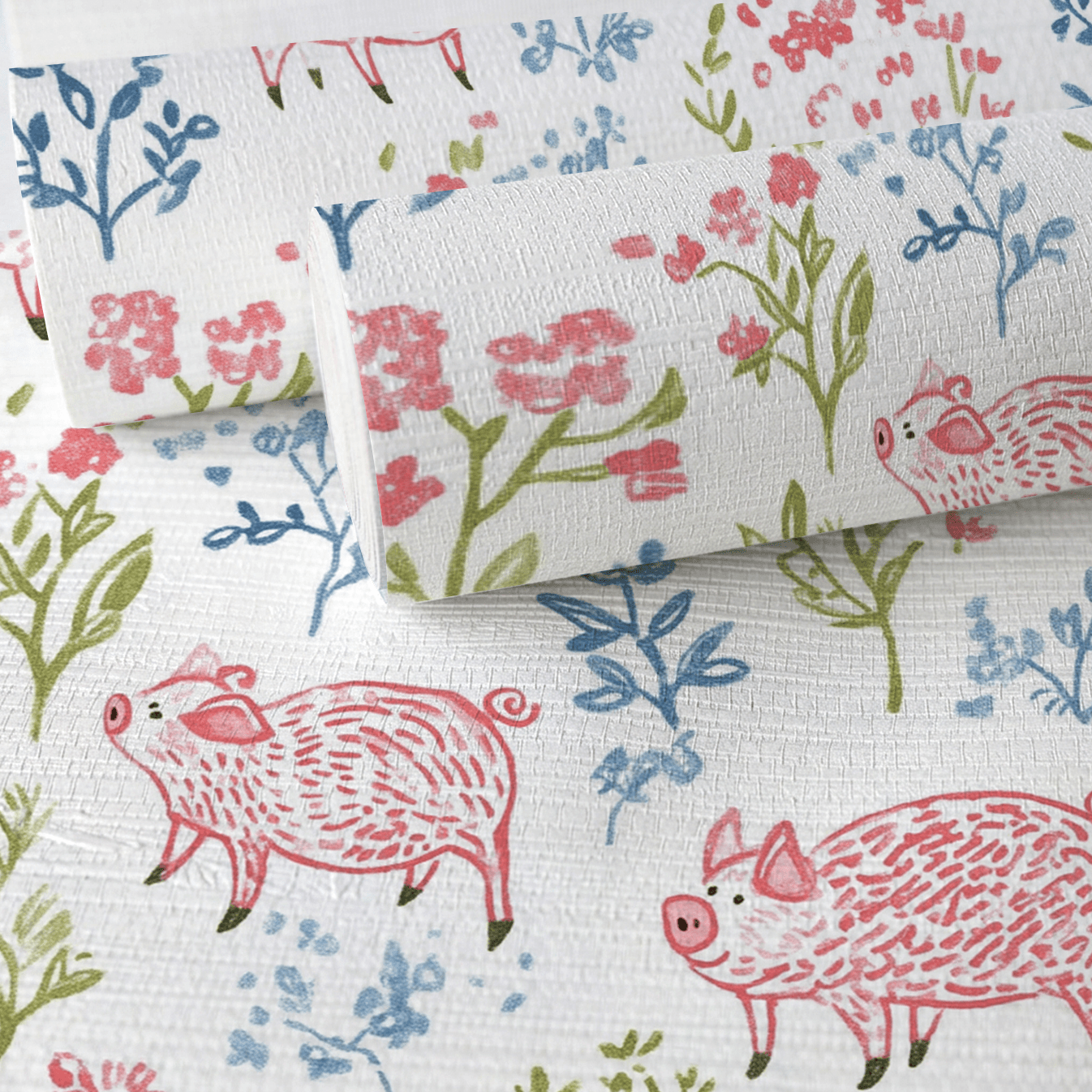These Piggies Faux Grasscloth Wallpaper - Lemon Park