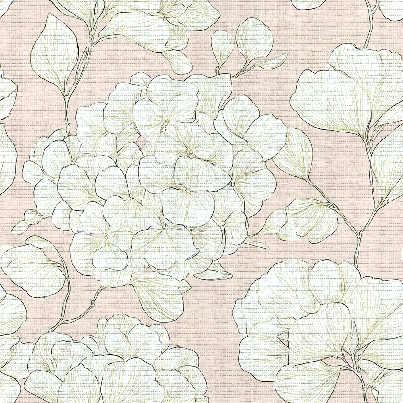 Think Pink Hydrangea Faux Grasscloth Wallpaper - Lemon Park