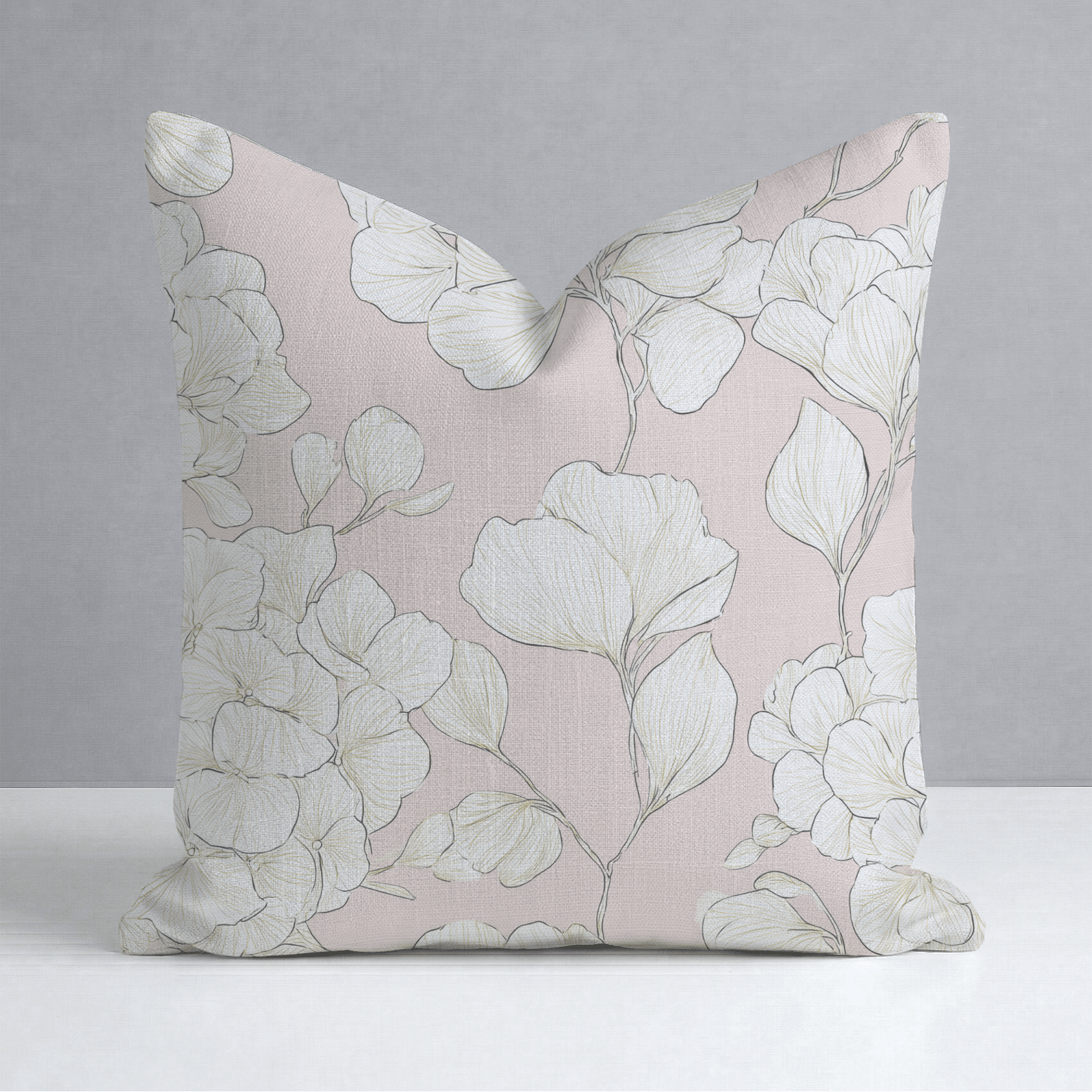 Think Pink Hydrangea Throw Pillow - Lemon Park