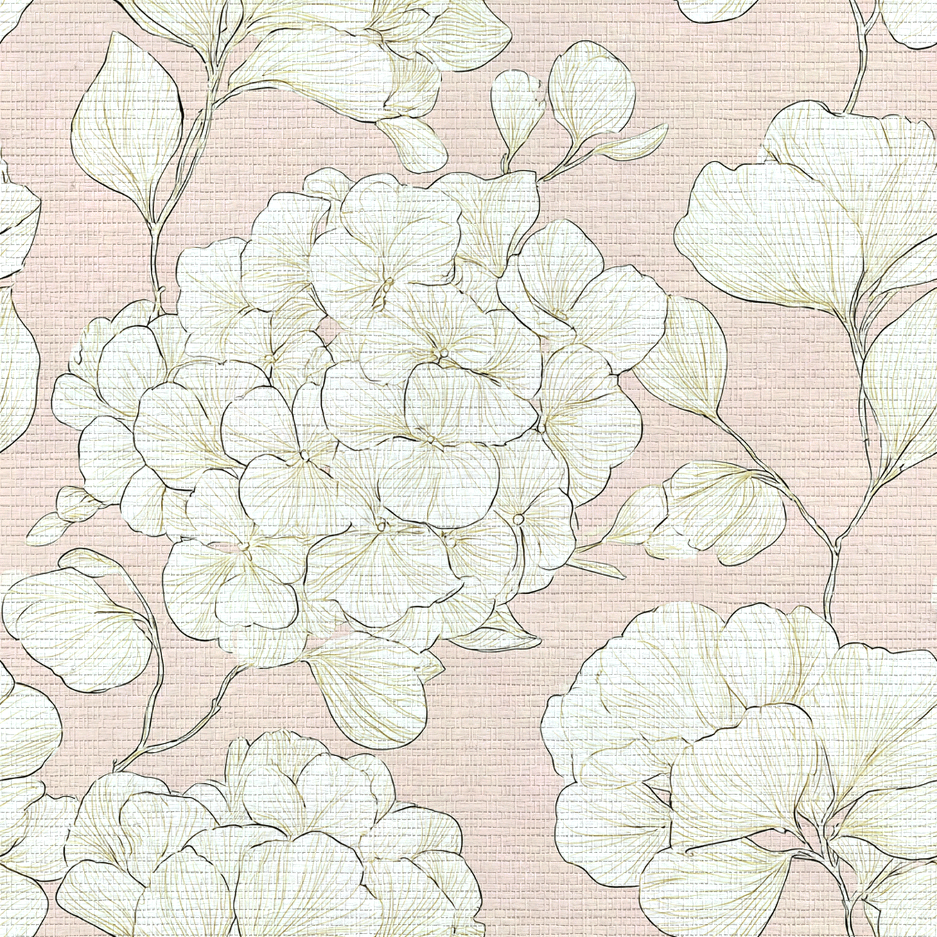 Think Pink Hydrangea Faux Grasscloth Wallpaper