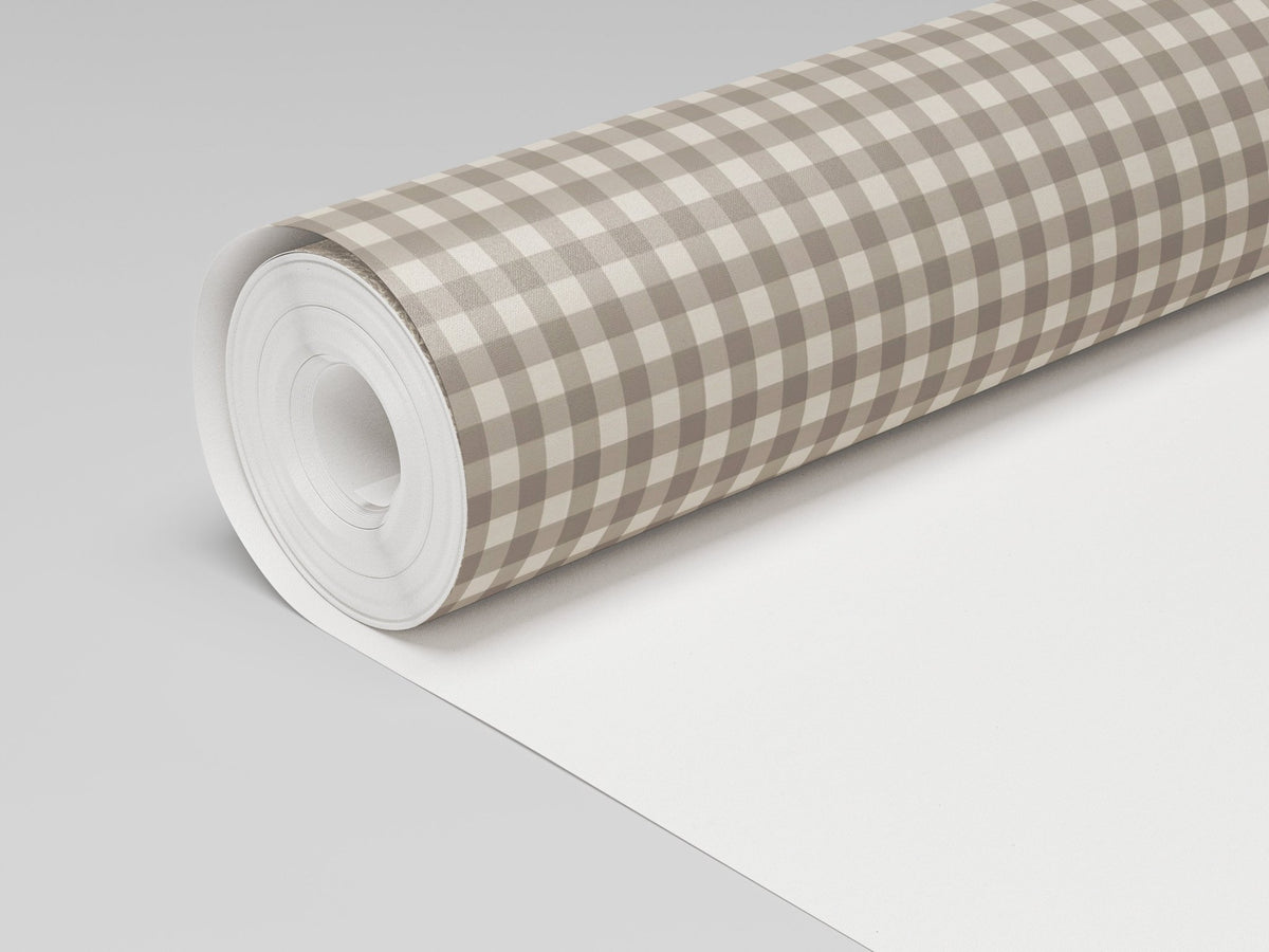 Thistle Hill Oat Gingham Wallpaper - Lemon Park