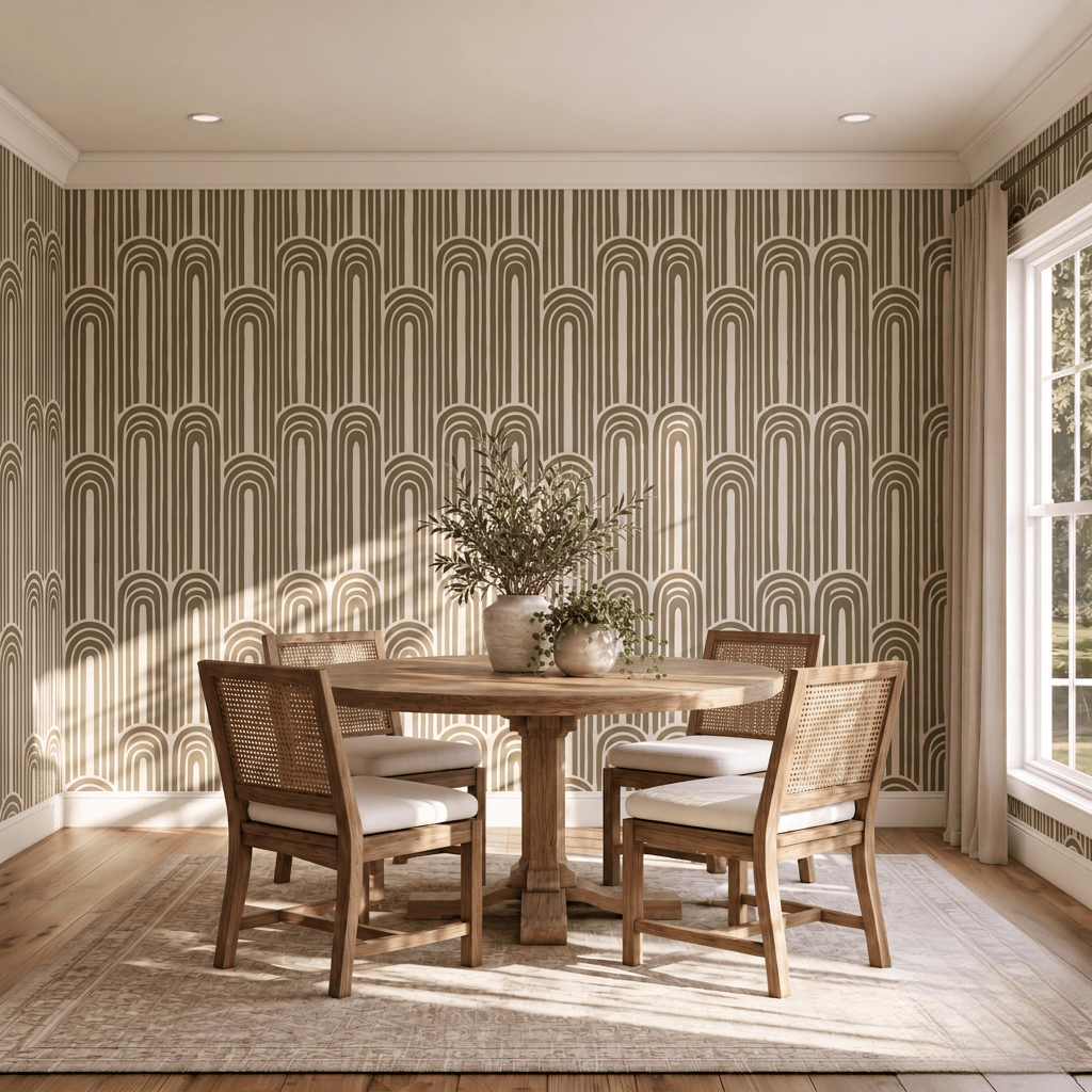 Thistle Hill Olive Arches Wallpaper - Lemon Park
