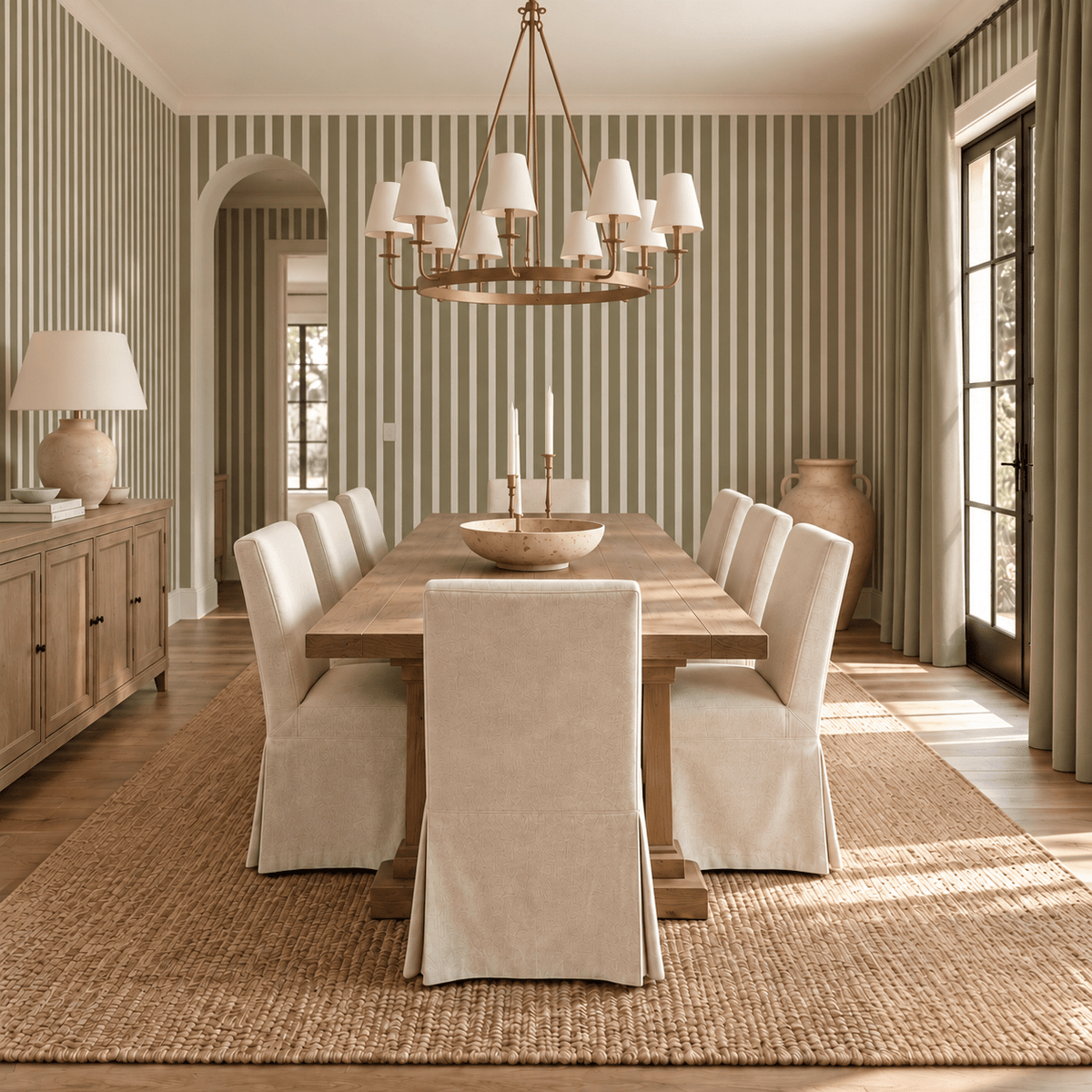 Thistle Hill Olive Stripe Wallpaper - Lemon Park