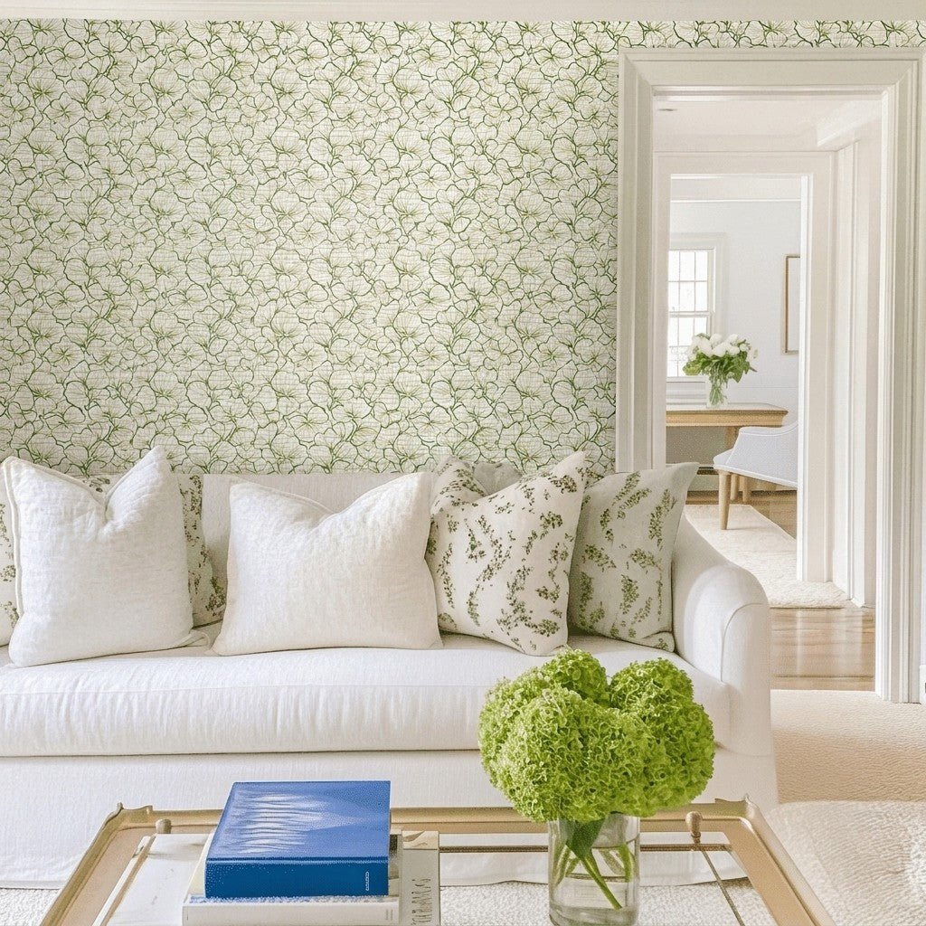 Three Leaf Clover Faux Grasscloth Wallpaper - Lemon Park