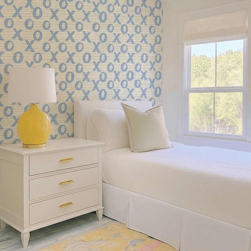 Tic Tac Faux Grasscloth Wallpaper - Lemon Park
