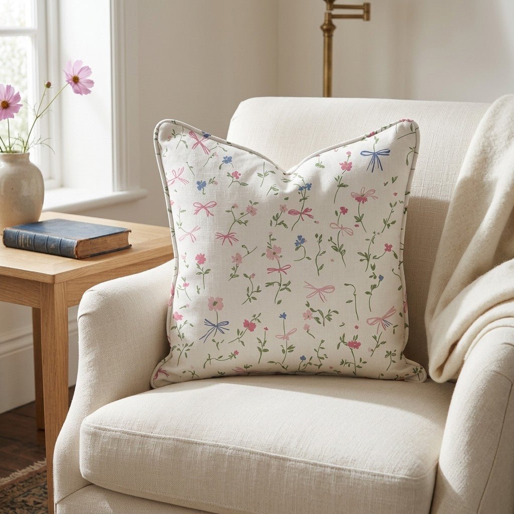 Timeless Ribbons Throw Pillow - Lemon Park
