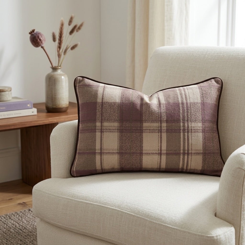 Toasted Pecan Tartan Throw Pillow - Lemon Park