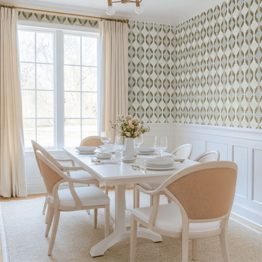 Trellis Charm Faux Grasscloth Wallpaper - Lemon Park
