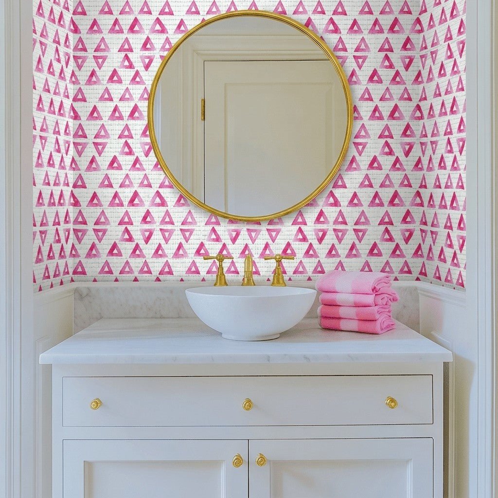 Triangle Tango Faux Grasscloth Wallpaper - Lemon Park