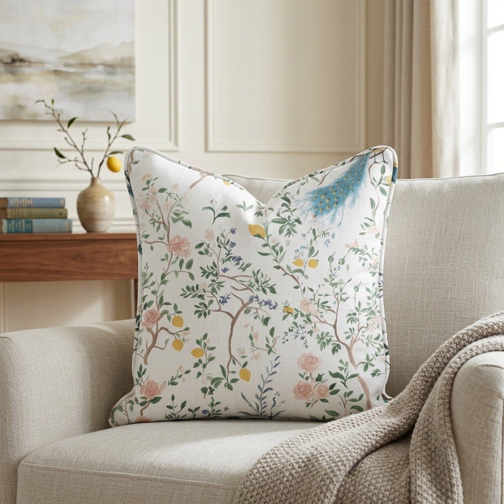 Tropical Peacock Throw Pillow - Lemon Park