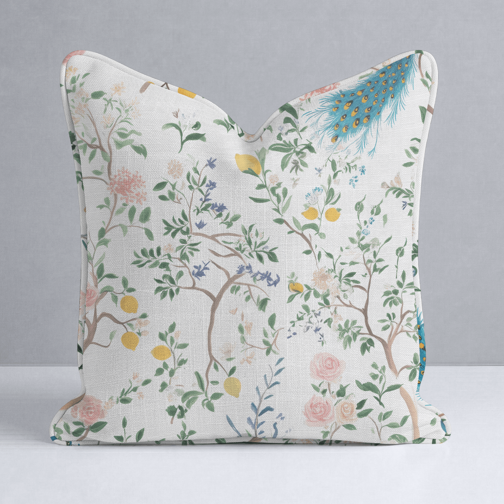 Tropical Peacock Throw Pillow - Lemon Park