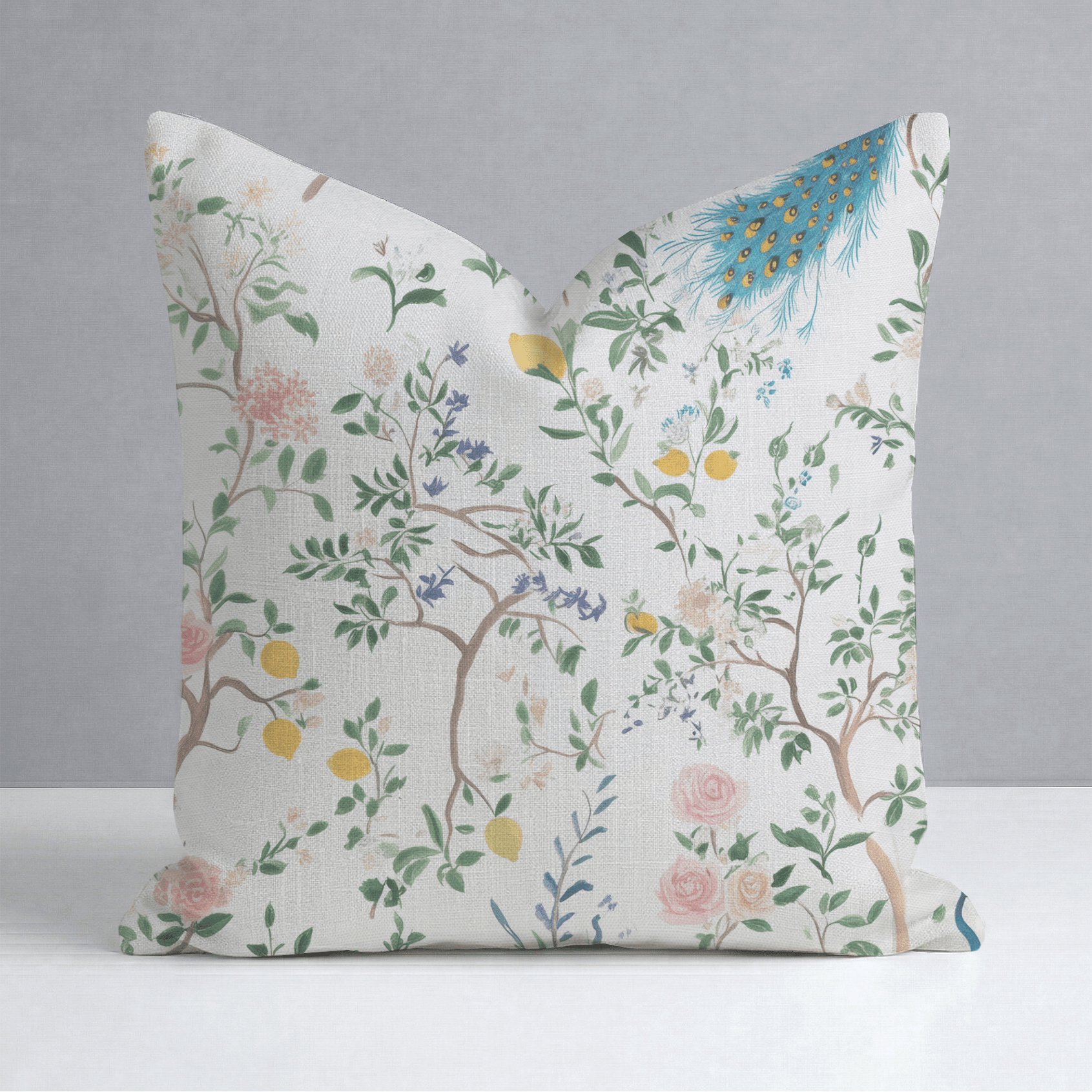Tropical Peacock Throw Pillow - Lemon Park
