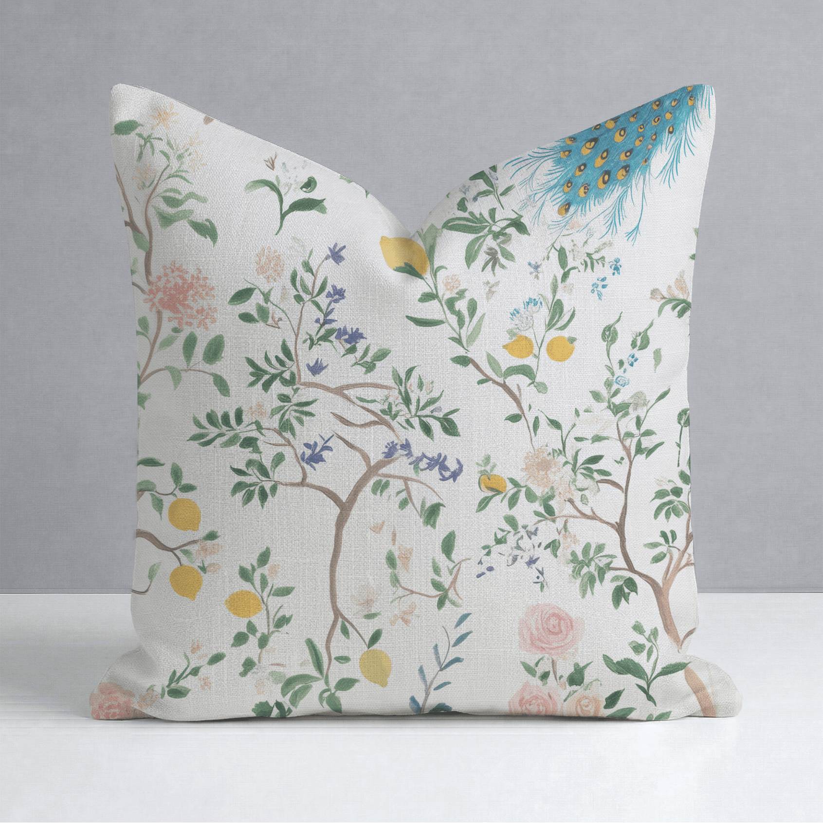 Tropical Peacock Throw Pillow - Lemon Park