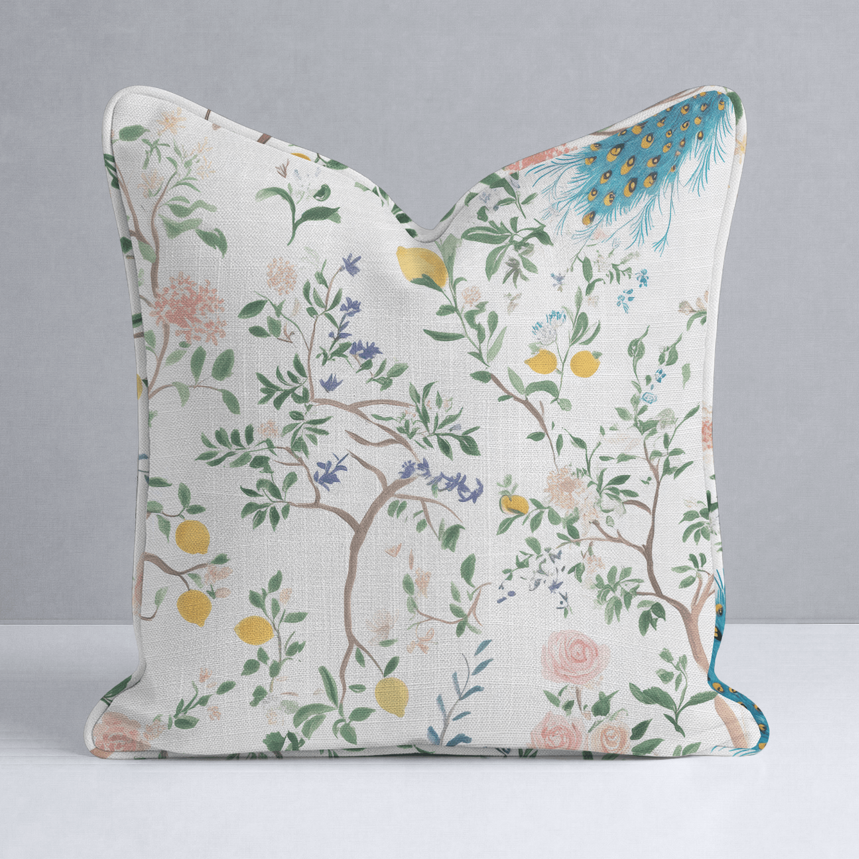 Tropical Peacock Throw Pillow - Lemon Park