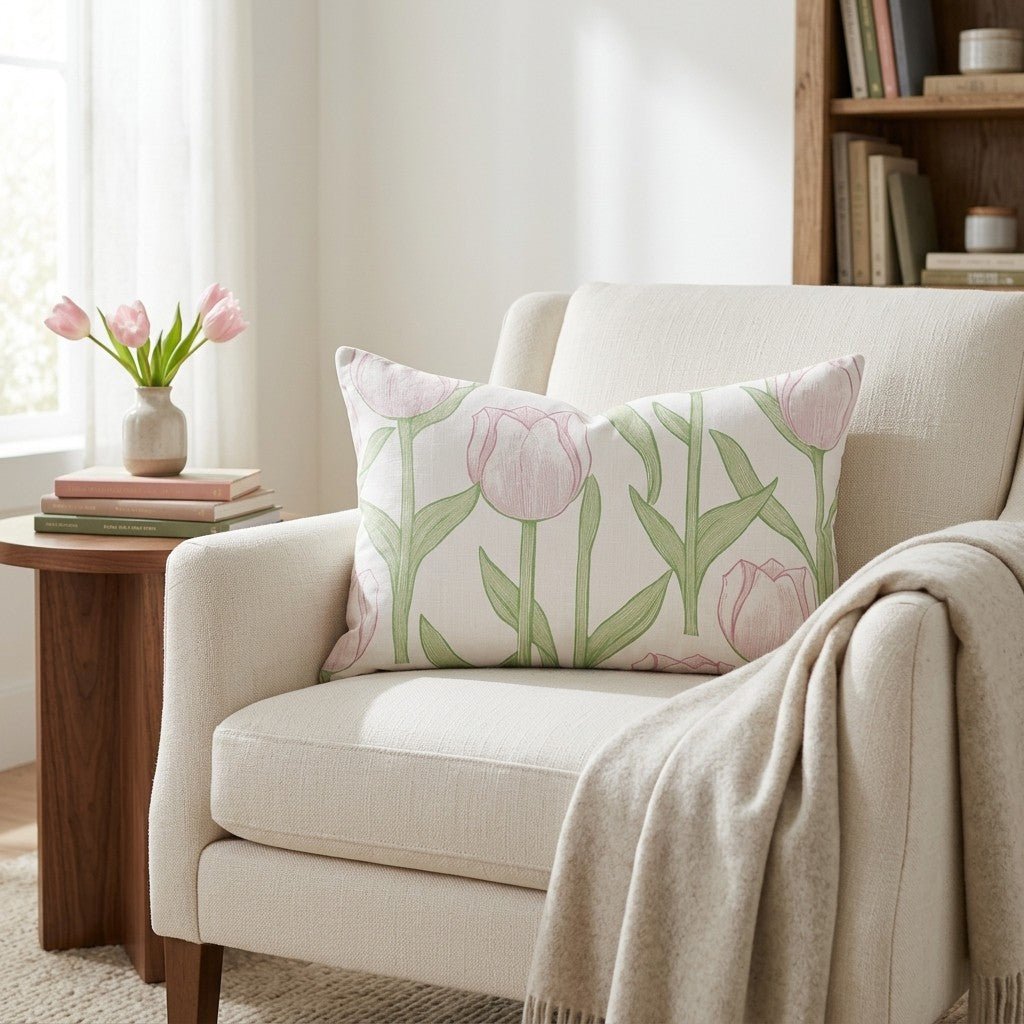 Tulip Meadow Throw Pillow - Lemon Park