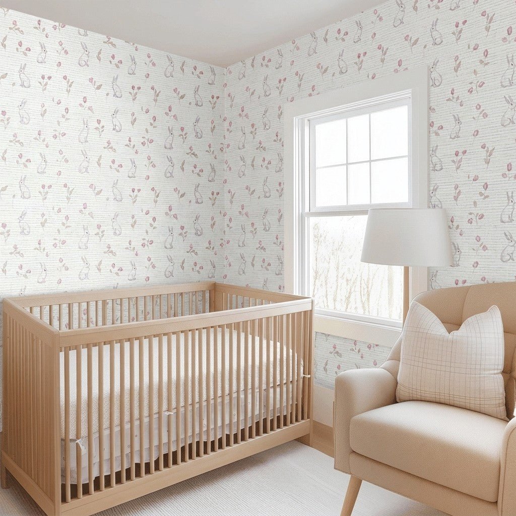 Tulips & Tails Faux Grasscloth Wallpaper - Lemon Park