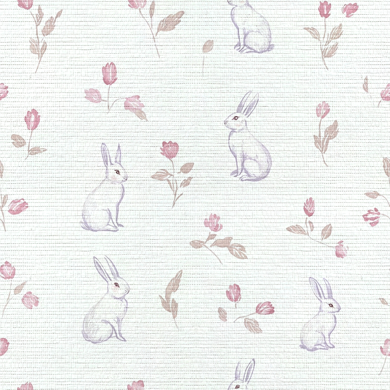 Tulips & Tails Faux Grasscloth Wallpaper