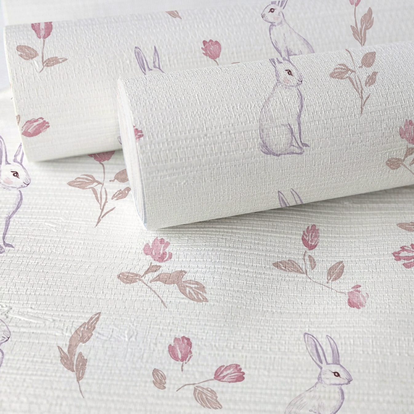 Tulips & Tails Faux Grasscloth Wallpaper