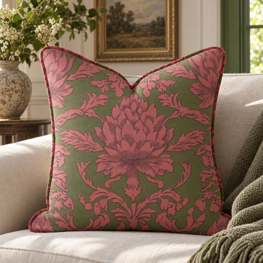 Velvet Noel Damask Throw Pillow - Lemon Park