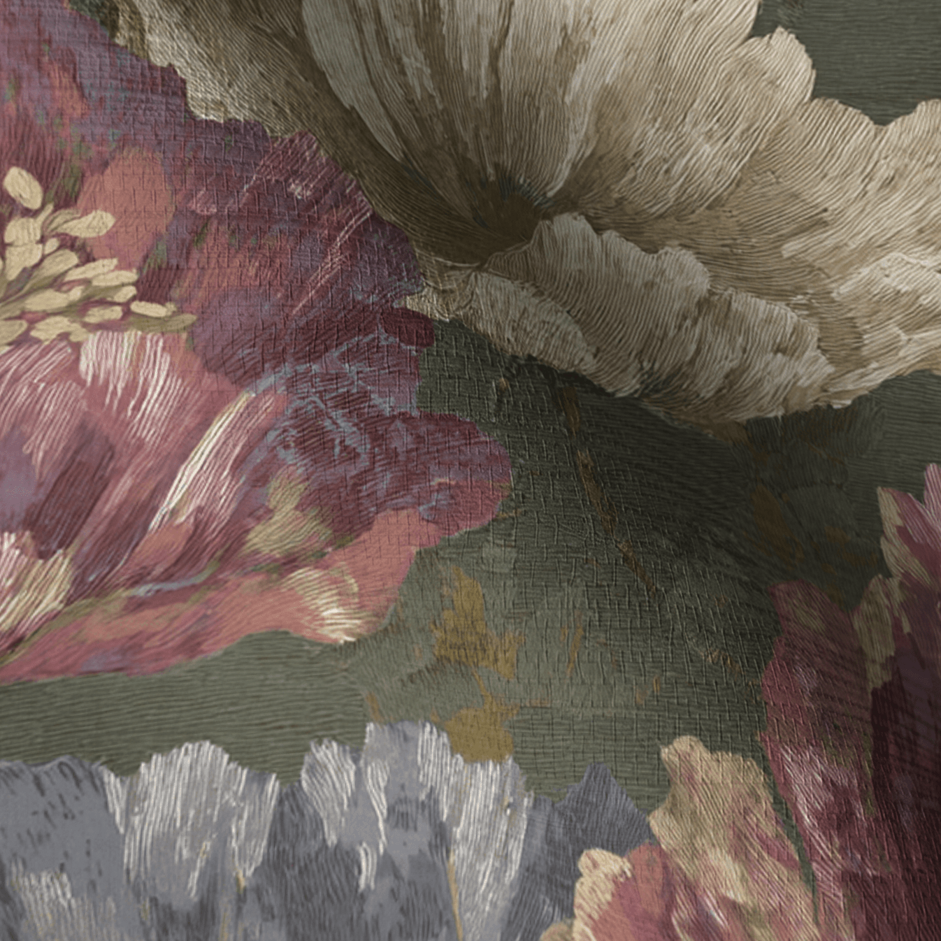 Velvet Poppy Faux Grasscloth Wallpaper - Lemon Park