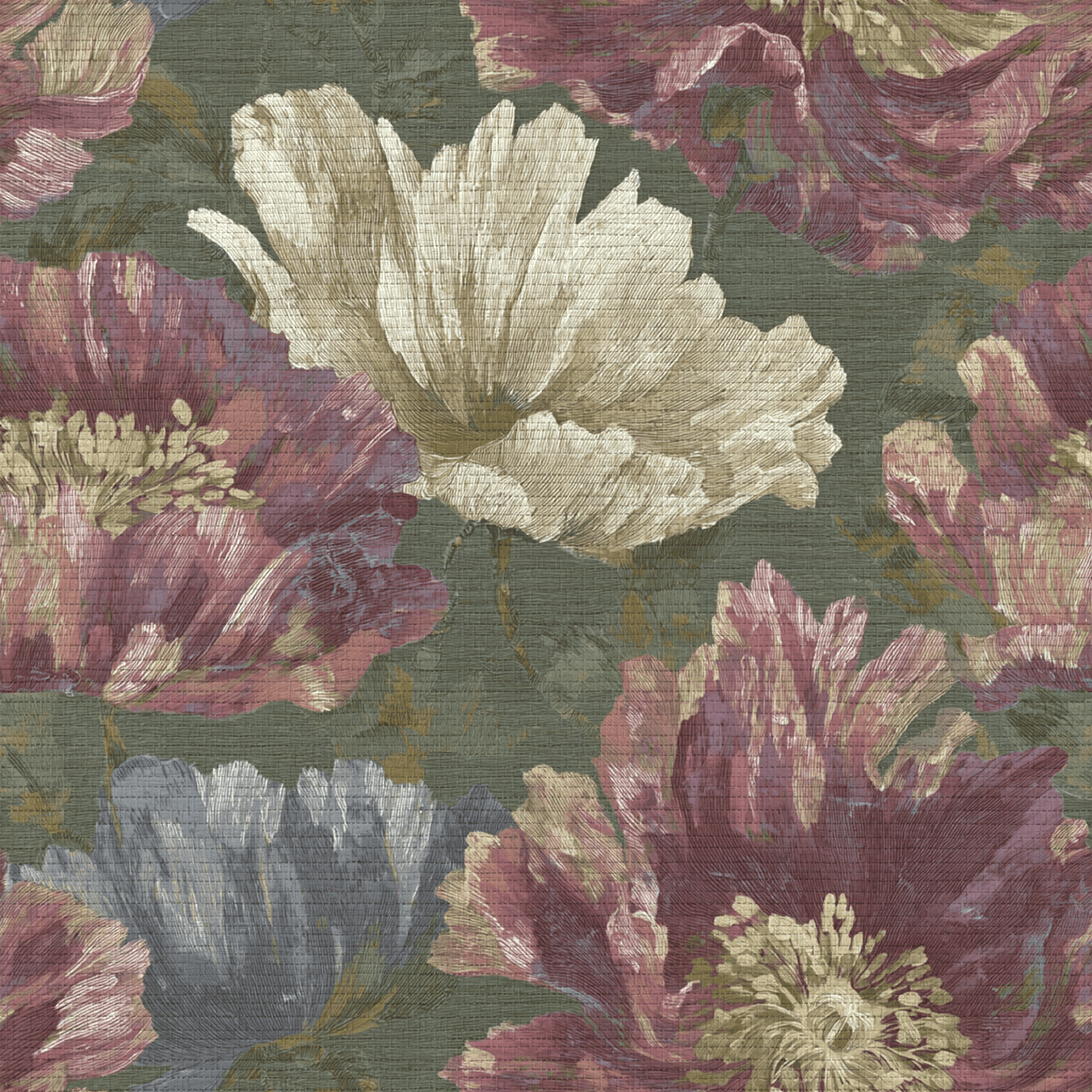 Velvet Poppy Faux Grasscloth Wallpaper - Lemon Park